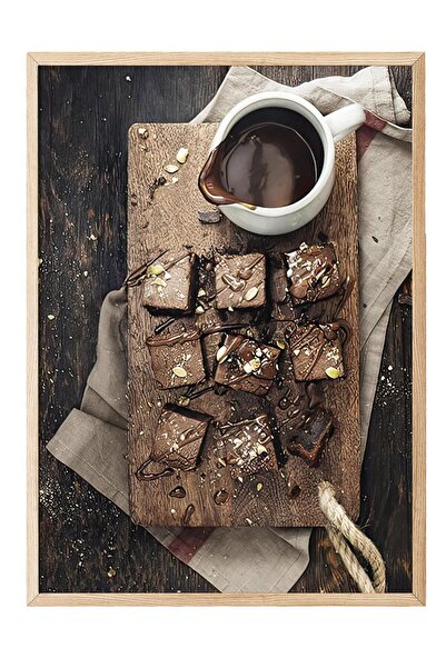 Postifull Tablou înrămat cu brownies, cadru din lemn și poster, pictură verti...