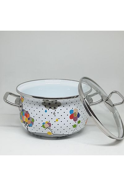 Avşar Enamel House 20 cm Diameter, Vintage Enamel Stove with Steel Handle
