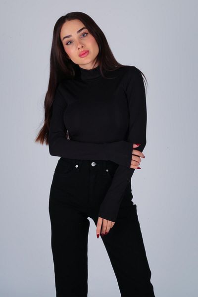 FACETTE بدلة نسائية سوداء ذات ياقة واقفة