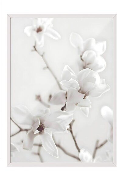 Postifull Magnolia Branch Çerçeveli Tablo, Beyaz Çerçeve ve Poster, Duvar Tab...