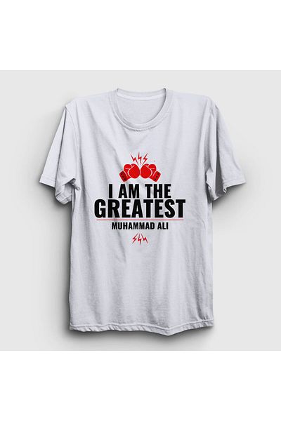 Presmono Unisex Λευκό μπλουζάκι Greatest Muhammad Ali 230228 ττ