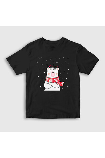 Presmono Unisex dečji crni Flis medved polarni medved Nova godina T-shirt 270...