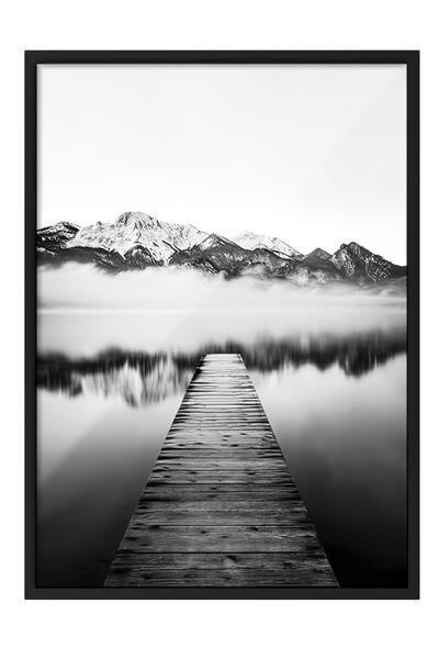 Postifull Jetty on the Lake Çerçeveli Tablo, Siyah Çerçeve ve Poster, Duvar T...