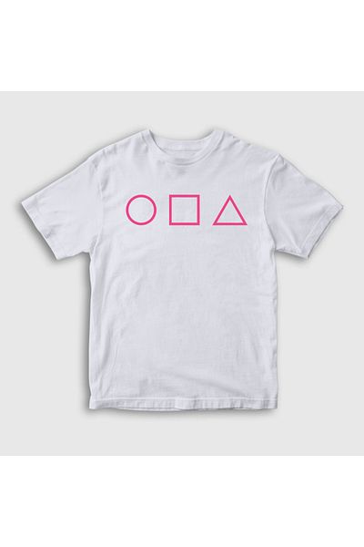 Presmono Tricou unisex pentru copii, alb, violet, simboluri, joc calamar261257tt