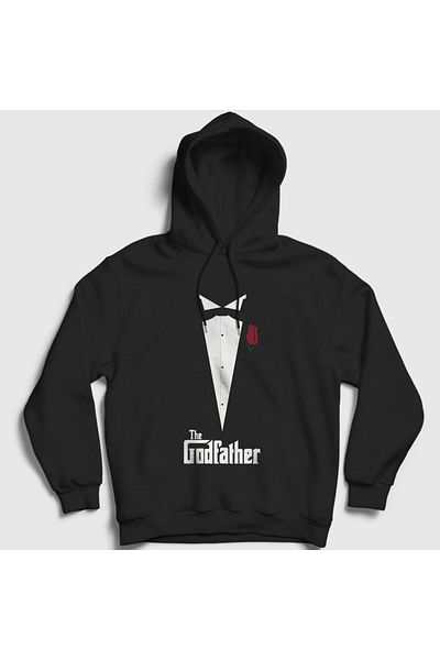 Presmono Unisex Μαύρο Tuxedo Ταινία Μπαμπάς The Godfather Hooded φούτερ 252253 ττ