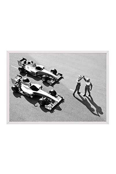 Postifull Race Winning Framed Painting, White Frame and Poster, Horizontal Wall Painting Comfort Series No:108392