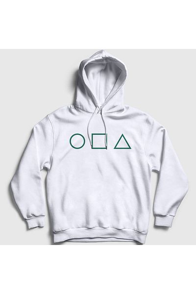 Presmono Φούτερ με κουκούλα Unisex Λευκό Πράσινο Σύμβολα Squid Game 260440 ττ