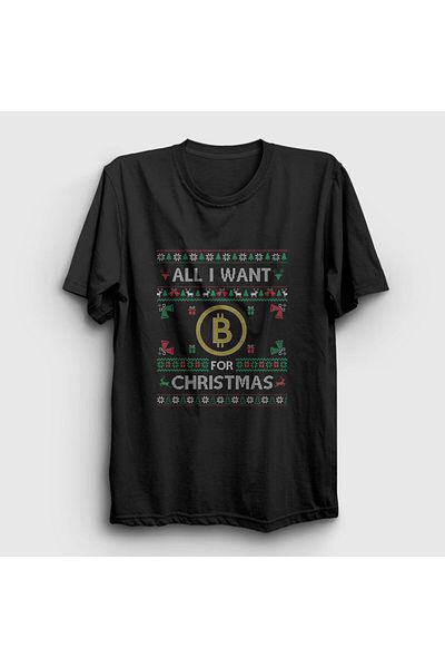 Presmono Unisex Μαύρο Bitcoin για Χριστουγεννιάτικο Πρωτοχρονιάτικο T-shirt 268974 ττ