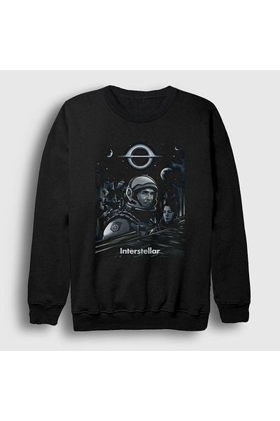 Presmono Унисекс черен суитшърт с филмов кавър Interstellar 245727tt