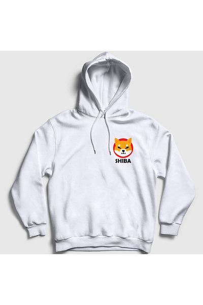 Presmono Unisex Λευκό φούτερ Shiba Inu Bitcoin με κουκούλα 264410 ττ