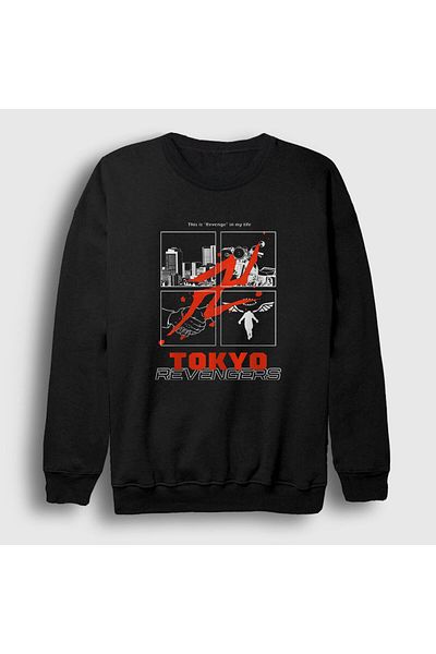 Presmono Унисекс суитшърт с черен символ и аниме Tokyo Revengers 241348tt