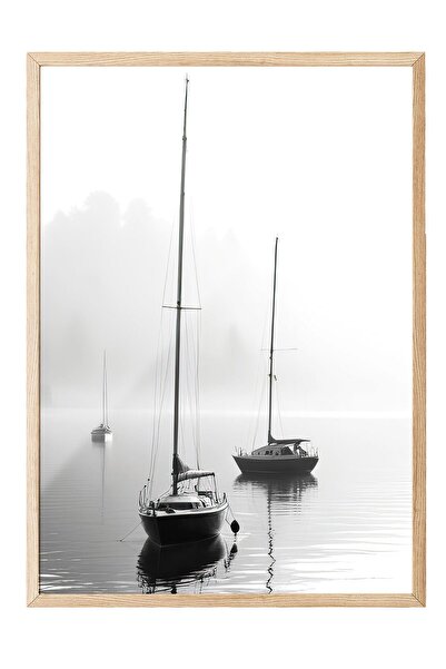 Postifull Sail Boats Çerçeveli Tablo, Ahşap Çerçeve ve Poster, Dikey Duvar Ta...
