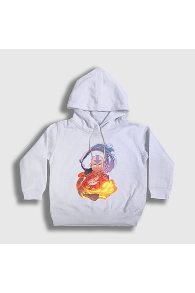 Presmono Hanorac cu glugă unisex pentru copii, alb Aang Anime Avatar The Last Airbender262058tt