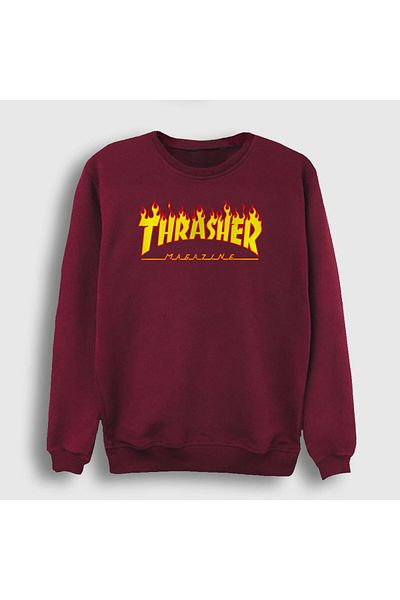 Presmono Унисекс суитшърт с лого Thrasher в червено 277840tt