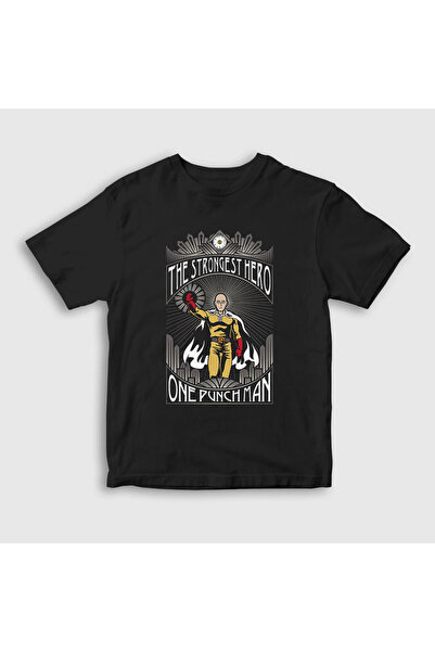 Presmono Unisex dečji crni najjači anime One Punch Man T-shirt 240828tt
