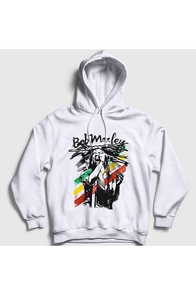 Presmono Φούτερ Unisex White Stage Bob Marley με κουκούλα 265787 ττ