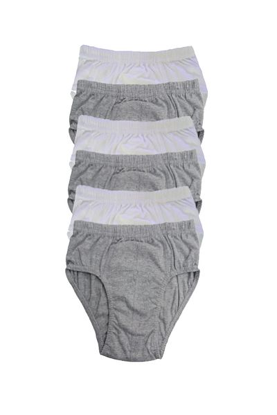Modaley Giyim Boy's Combed Cotton Panties - 6 Pieces Grey-White -Ml01