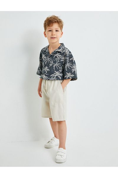 Koton Short Sleeve Shirt Palm Printed Cotton