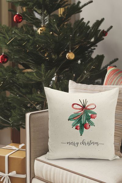 Filamente Christmas Themed Throw Pillow Cover / Christmas - Christmas Cushion Cover (Double-Sided Printed - Hidden Zipper)