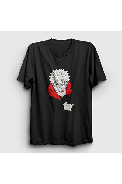 Presmono Unisex crni Yuji Itadori V2 anime Jujutsu Kaisen T-shirt 316530tt