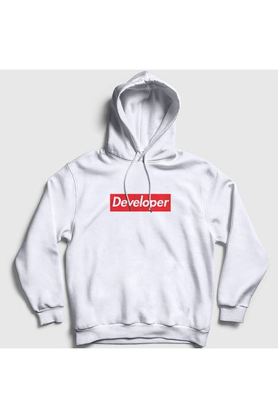 Presmono Φούτερ με κουκούλα Unisex White Logo Developer Software 336213 ττ