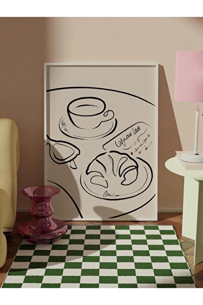Postifull French Breakfast Framed Painting, White Frame and Poster, Wall Painting Comfort Series No:108557