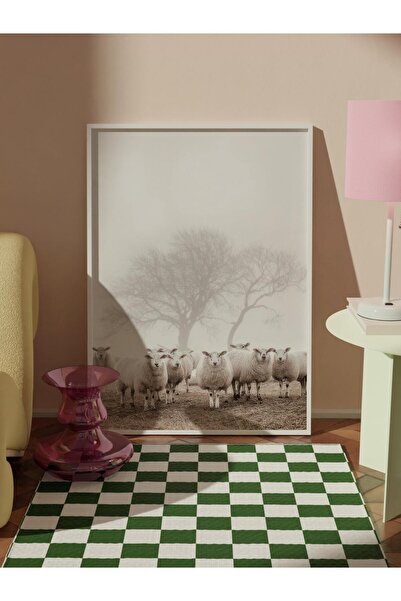 Postifull Pictură înrămată cu o mulțime de oaie, cadru alb și poster, pictură de perete seria Comfort NR:108505