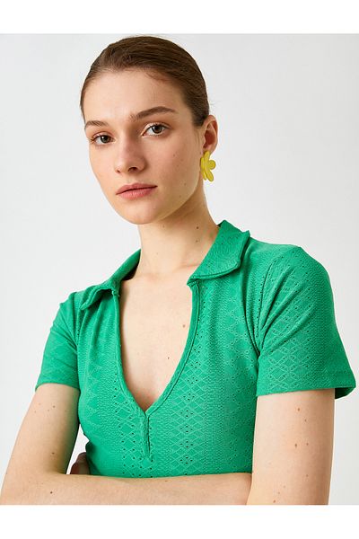 Koton Gemustertes T-Shirt mit Polokragen