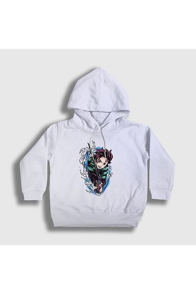 Presmono Hanorac cu glugă unisex alb Tanjiro Kamado Anime Demon Slayer Kimetsu No Yaiba307878tt