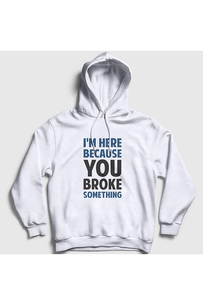 Presmono Φούτερ με κουκούλα Unisex White Broke Developer Software 331302 ττ