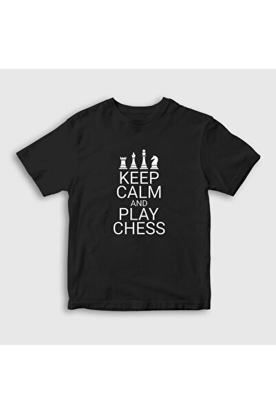 Presmono Унісекс дитячий чорний футболка Keep Calm And Play Chess Шахи 335780tt