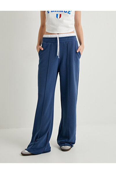 Koton Φούτερ με άνετη εφαρμογή με φαρδύ πόδι - διπλή μέση και τσέπη με ραβδώσεις