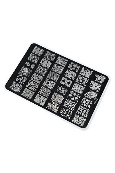 aba nails Nail Art Stamping Baskı Plakası Büyük Boy Xl Hk03