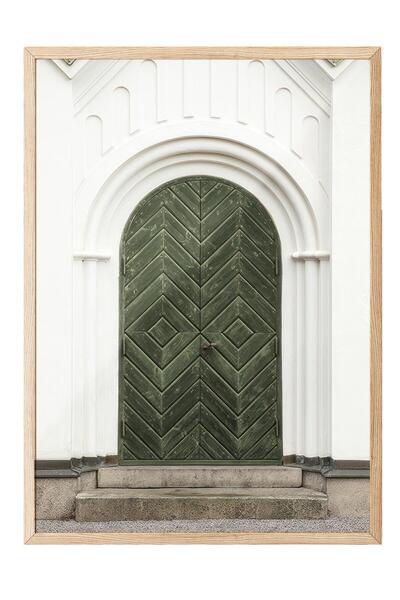 Postifull The Green Door Framed Painting, Wooden Frame and Poster, Wall Painting Comfort Series No:108551