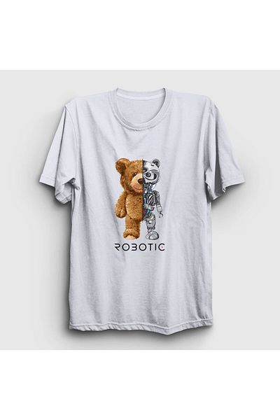 Presmono Μπλουζάκι Unisex White Robot Bear Teddy Bear 306013 ττ
