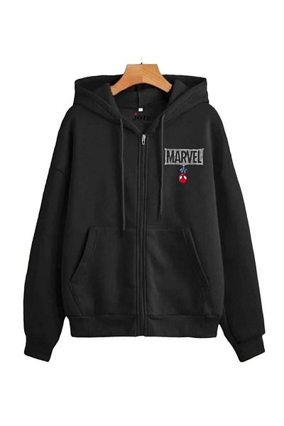 FULL TOLERANCE Marvel Spiderman Printed Unisex Sweatshirt - Zippered Hooded Fleece Jacket