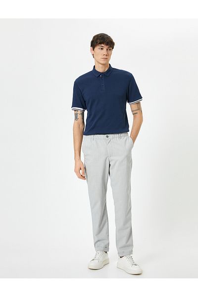 Koton Tricou slim cu mânecă scurtă, cu nasturi, cu gât polo