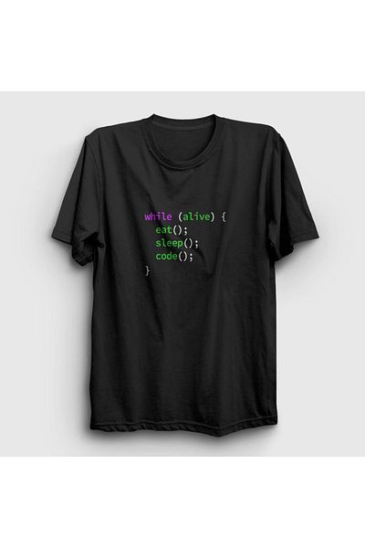 Presmono Μπλουζάκι Unisex Black Eat Sleep Code Repeat Developer Software 332110 ττ