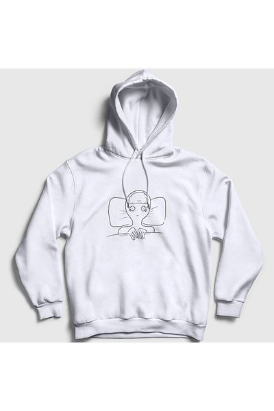 Presmono Unisex Λευκό φούτερ με κουκούλα Can't Sleep 290277 ττ