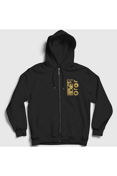 Presmono Unisex Μαύρο φούτερ Jotaro Kujo V3 Anime Jojo με φερμουάρ με κουκούλα 322470 ττ
