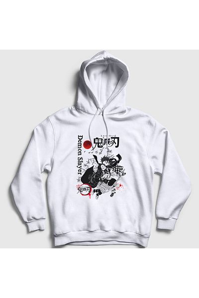Presmono Unisex Λευκό Tanjiro Nezuko V2 Anime Demon Slayer Kimetsu No Yaiba Φούτερ με κουκούλα 309027 ττ