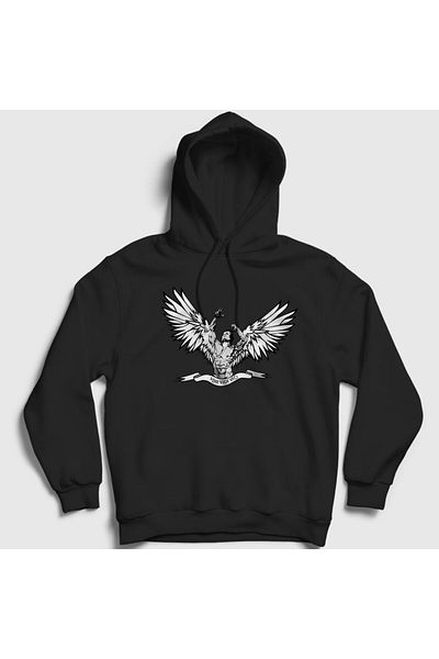 Presmono Φούτερ Unisex Black Angel Gym Fitness Zyzz με κουκούλα 319679 ττ