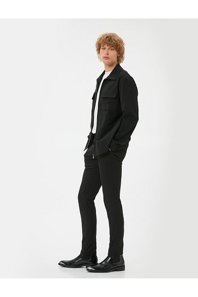 Koton Slim Fit ύφασμα Chino - Παντελόνι με κουμπιά και λεπτομέρειες με τσέπη