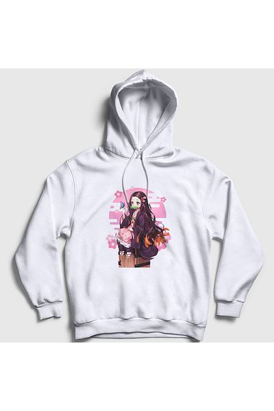 Presmono Unisex Λευκό Nezuko Kamado Anime Demon Slayer Kimetsu No Yaiba Φούτερ με κουκούλα 308141 ττ