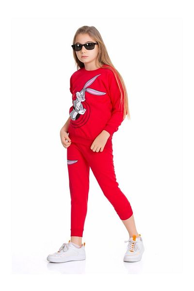 EXTRAÇARŞI Bugs Bunny Printed 2 String Hooded Set for Girl