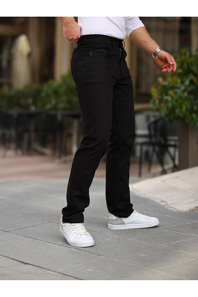 WOWA COMPANY Men's High Waist Wide Leg Black Stretch Jeans