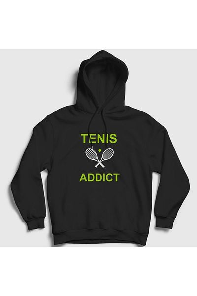 Presmono Φούτερ Addict Unisex Μαύρο Αθλητικό Φούτερ με κουκούλα - Τένις Τένις 329967 ττ