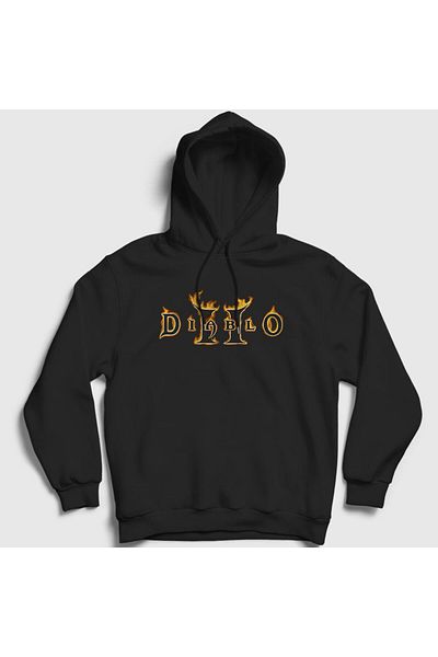 Presmono Унисекс суитшърт с качулка и черно лого на играта Diablo II 323777tt