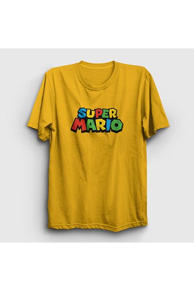 Presmono Унисекс тениска с жълто лого на играта Super Mario 324310tt