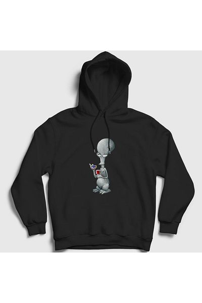 Presmono Унисекс черен суитшърт с качулка „Alien Roger Smith“ - American Dad Series Design 299287tt